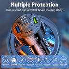 USB C Car Phone Charger Adapter 5 in 1 Multi Port PD30W &QC3.0 Super Fast Charging, 65W Cigarette Lighter USB Charger for iPhone/Android/Samsung/iPad Pro and More (White)