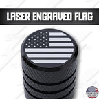 American Flag Valve Stem Caps – Onyx Black, Anti-Rust Anodized Aluminum, Universal Fit for Car, Truck, SUV, Bike – Set of 4 (Onyx Black)