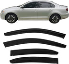 Fit 2011-2018 Volkswagen Jetta Slim Style Acrylic Window Visors Rain Guard |, Dark Smoke, Car Rain Sun Window Shade Guard Visor, 2012 2013 2014 2015 2016 2017, Car Wash Safe, Waterproof