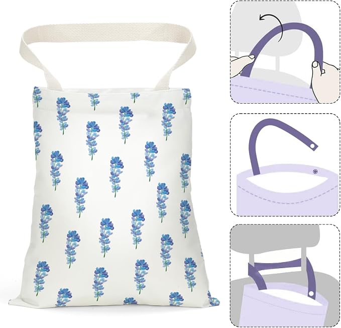 Car Trash Bag Car Garbage Bag Hanging Cars Trash Can Spring Decor Waterproof Cars Back Seat Organizer for Vehicle Travelling Swimming Camping Blue Flower Decor
