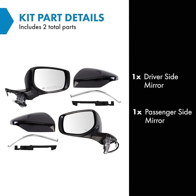 Driver and Passenger Side Mirror Set Power Heated Manual Folding Blind Spot Indicator Smooth Black Compatible with 2020 2021 Subaru Outback Legacy SU1320186 SU1321186