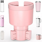 Car Cup Holder Expander with Offset Adjustable Base, Compatible with Hydro Flasks 32/40 Ounce, Compatible with Yeti Ramblers 20/26/30 Ounce, Other Bottles in 3.4"-3.8" (Pink)