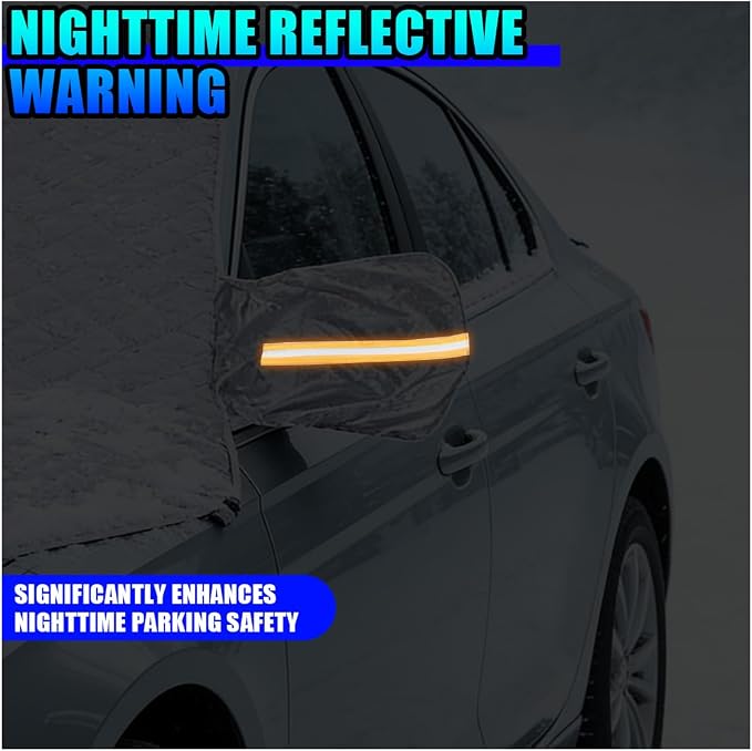 Magnetic Car Windshield Snow Cover, 4 Layers Winter Automotive Windshield Frost Protective Cover with Side Mirror Protector, All-Weather Vehicle Exterior Accessories for Sedan SUV (S)