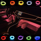 El Wire Neon Light Car Interior LED Lights, Ambient Lighting Kits for Xmas Halloween Christmas Car Decoration(5m/16ft, Pink)