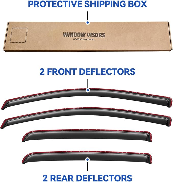 in-Channel Window Visors Rain Guards for 2015-2022 Chevy Colorado/GMC Canyon Crew Cab, Window Vent Wind Deflectors Visors Shades for 15-22 Colorado/Canyon Crew Cab