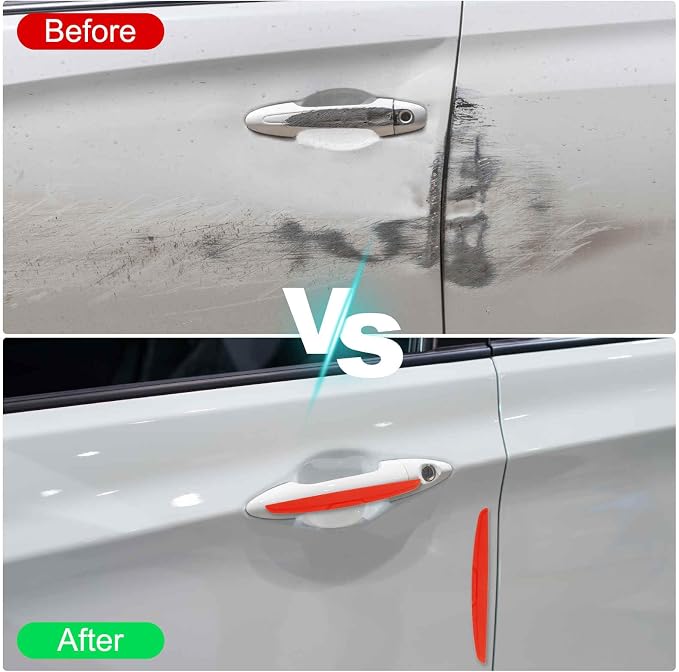 4pcs Car Door Edge Guards Protectors Silicone Side Doors Edge Protector Trim Strip Anti-Scratch Universal Vehicle Exterior Accessories for Car SUV Pickup Truck, White