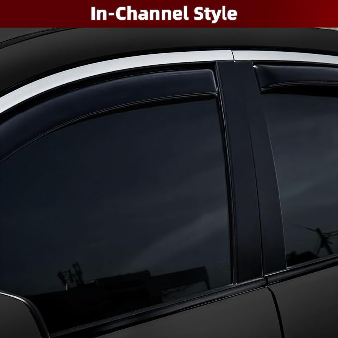 in-Channel Rain Guards 4pcs Fit for Hyundai Sonata 2020 2021 2022 2023 2024 2025 2026, Smoke Tinted Window Visors Wind Deflectors Vent Shield Shade with 2pcs Side Mirror Rain Visor Eyebrow