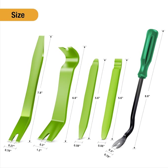 5PCS Auto Trim Removal Tool Kit No-Scratch Removal Tool Kit for Car Audio Dash Panel Window Molding Fastener Remover Tool Kit-Green