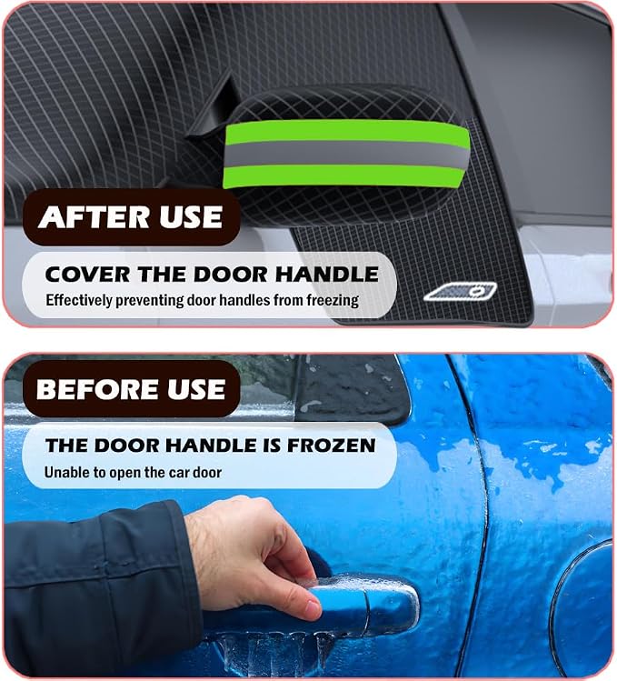 Large Car Windshield Cover for Ice and Snow,Automotive Windshield Snow Covers with Side Window & Rearview Mirror Protector,Winter Magnetic Windshield Frost Cover,Universal for Most Vehicle,Car,SUV