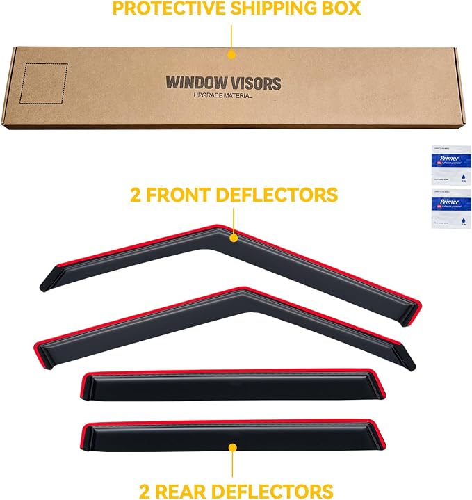 in-Channel Rain Guards for 2014-2019 Kia Soul, Window Visor Shields Vent Deflector Shade Wind Dark Smoke 2015 2016 2017 14 15 16 17 18 19, Tape-On Inside-Mount, 4PCS