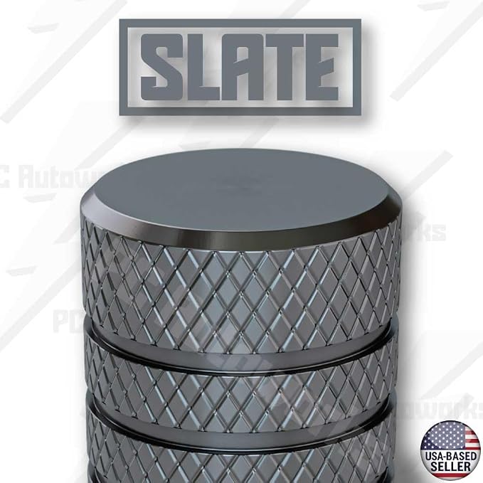Aluminum Tire Valve Stem Caps – Anti-Rust, Premium Anodized Aluminum, Corrosion-Resistant, Easy Install, Universal Fit for Car, Truck, Bike, SUV – 1 Pack/Set of 4 (Slate Gray)