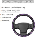 Car Steering Wheel Cover Soft Stretch Auto Steering Wrap Protector for Women Men, Universal Halloween Auto Accessories Fit Most Vehicles, Bat Purple Tie-dye