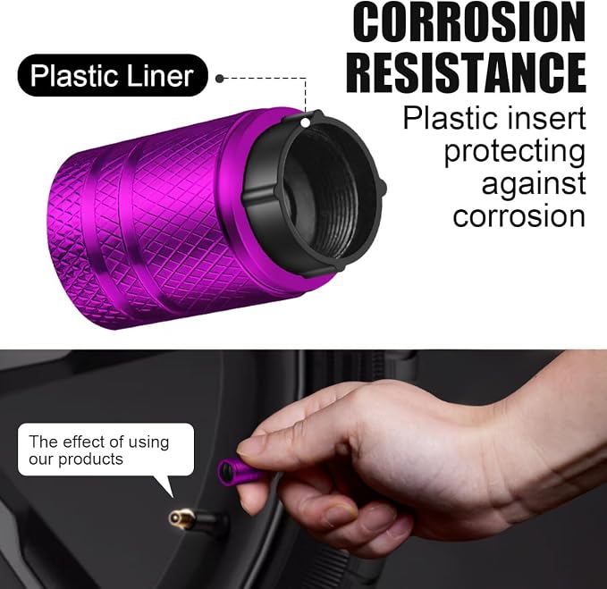Tire Valve Stem Caps - (5 Pack) Metal Air Caps with Plastic Liner, Corrosion Resistant, Leak-Proof, Dog Cat Paw Universal Stem Covers for Cars Trucks Motorcycles and Bikes - Purple