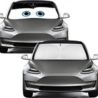 Windshield Sun Shade for 2017-2026 Tesla Model Y/Model 3 Sunshade Accessories Foldable Sunshade (Fit 2025-2026 Model Y Juniper / 2024 Model 3 Highland) Blocks UV Rays Keep Car Cool (Black Eyes)
