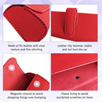 Sunglasses Holder for Car Sun Visor, Sunglass Organizer for Car, Magnetic Leather Eyeglasses Protective Storage Case, Waterproof Glasses Organizer Visor Accessories for Vehicles (Red)