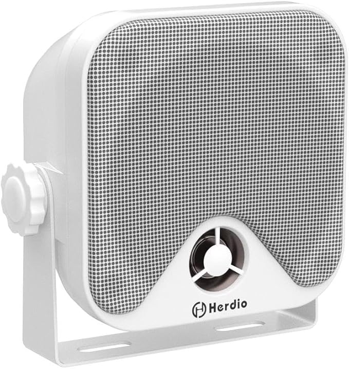 4 Inches Marine Box Bluetooth Speakers -Compact Waterproof Audio Sound System with 100 Watt Power for Boat Golf cart Jeep ATV UTV Truck Heavy Duty Powersports Vehicles Courtyard (White)
