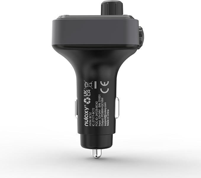 54W Bluetooth 5.3 Car Adapter Charger 4-Port Fast Charging [PD36W & QC3.0 18W], Wireless Radio FM Transmitter with Deep Bass Player, 5 Colors LED Backlit, Hands-Free Calling, Support USB Drive