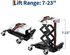 Transmission Jack 450 LBS Capacity: Low Profile Lift with 2M Safety Straps & 4 Brake Wheels, 7-23 Inch Range for Car & Truck Repair (Black)