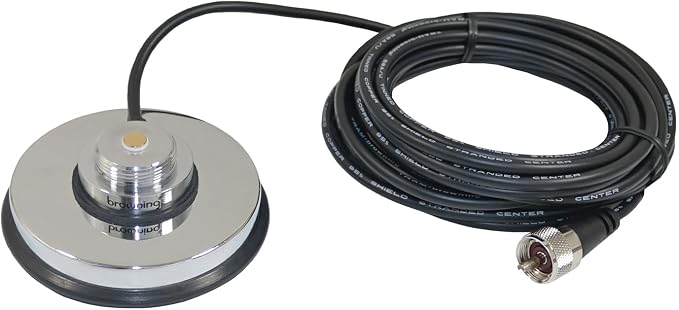 Tram-Browning BR-1030-UHF 3-5/8-In. NMO Magnet Mount with Rubber Boot and Preinstalled UHF PL-259 Connector, Chrome