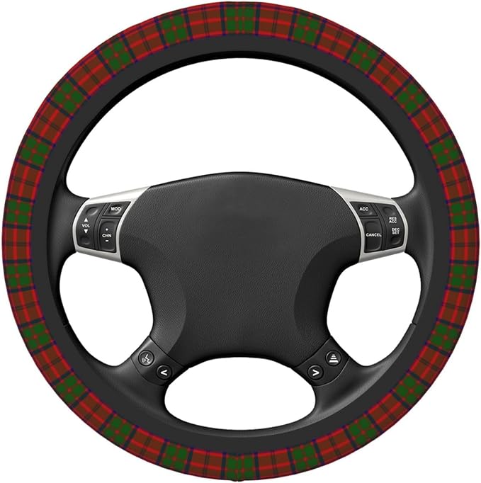 Thickened Elastic Steering Wheel Cover, Grant Tartan red Green Plaid Ultra, Soft, Breathable, Fit for Cars, SUVs, Trucks, Stylish Comfortable Grip