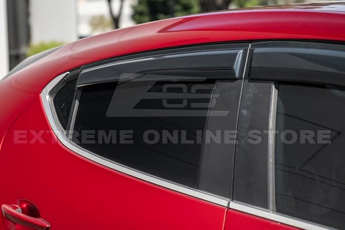 Replacement for 2019-Present Mazda 3 Models | EOS Visors Tape-On JDM Mugen Style Side Vents Window Visor Rain Guard Deflectors