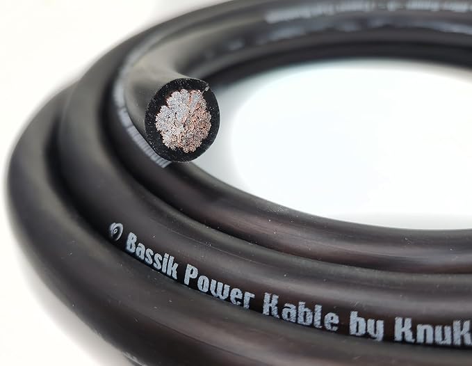 Bassik 1/0 Gauge AWG Primary Automotive Battery Power/Ground Wire Cable - Black 10 Feet