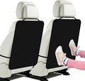 2PCS Kick Mats Back Seat Protector for Kids, Waterproof Oxford Cloth Car Back of Seat Protector, Seatback Cover for Car Front Seats, Protection Against Dirt Dust Mud Scratches (Black)