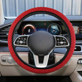 Elastic Stretch Steering Wheel Cover, 15" Breathable Microfiber Ice Silk Steering Wheel Protector, Universal Anti-Slip Car Warm in Winter&Cool in Summer Accessories for Men Women (Red)