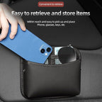 Car Seat Side Pocket Organizer - PU Leather Auto Door Console Mini Storage Bag for Keys, Phone, Sunglasses, Registration, and Documents (Dark Brown)