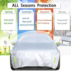 Half Car Cover Windshield Cover Car Body Cover for All Season Sunshade Cover Snow Cover Waterproof 210D Polyester with Cotton (Fit Sedan)