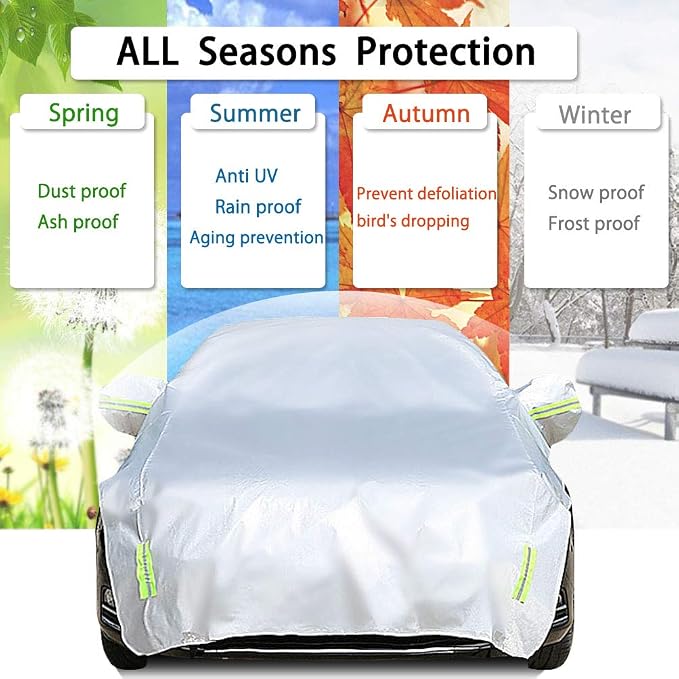 Half Car Cover Windshield Cover Car Body Cover for All Season Sunshade Cover Snow Cover Waterproof 210D Polyester with Cotton (Fit MPV/SUV)