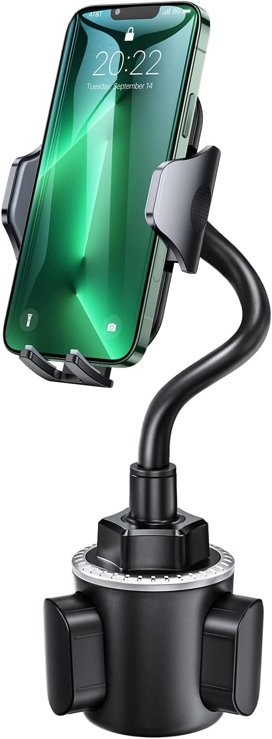 Military-Grade Cup Holder Phone Holder, [Solidest Metal Gooseneck] Universal Cup Phone Holders for Your Car Truck Golf, 360° Adjustable Cup Holder Cell Phone Mount for iPhone Samsung Google