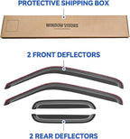in-Channel Window Visors Rain Guards Shield for 1993-1998 Ford Ranger SuperCab, Window Vent Wind Deflectors Visors Shades for 93-98 Ranger Extended Cab