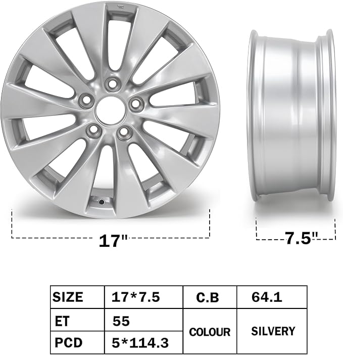 Factory Wheel Replacement New 17x7.5" 17 Inch Premium Aluminum Alloy Wheel Rim Compatible with 2013-2015 Honda Accord OEM Design, Alloy Replacement Wheel,Super Duty Car Rims Replacement,OE Stock Specs