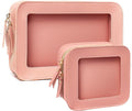 2 Pcs Clear Makup Bag Set, Clear Cosmetic Bags with Zipper Waterproof Small Travel Cosmetic Case Cute Make Up Pouch Mini Car Essentials for Women Travel Car Organizer