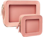 2 Pcs Clear Makup Bag Set, Clear Cosmetic Bags with Zipper Waterproof Small Travel Cosmetic Case Cute Make Up Pouch Mini Car Essentials for Women Travel Car Organizer
