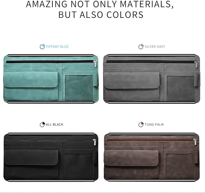 Car Sun Visor Organizer Glasses Case Storage Bag note Holder Car suede Zipper Card Hold Car Organizers and Storage (brown)