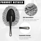 2 PCS Car Dash Duster Brush, Super Soft Microfiber Multi-Functional Car Cleaning Brush, Scratch Free Dash Dusting Tool with a Anti-Skid Handle for Vehicle Home Kitchen Cleaning (Gray)