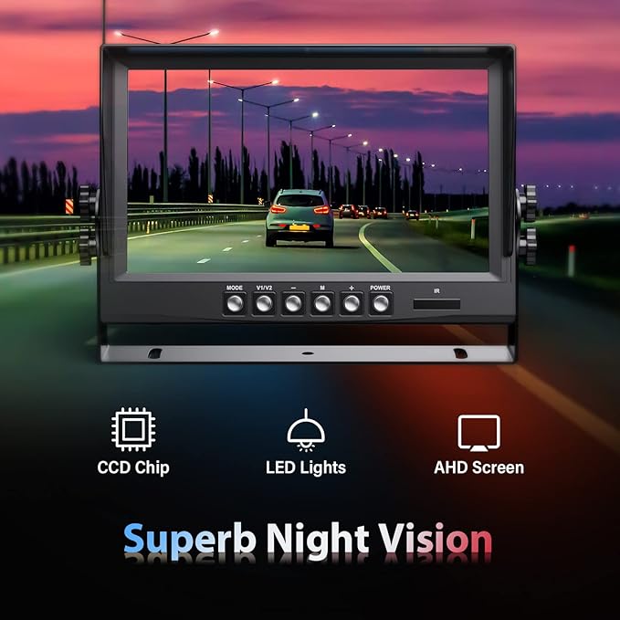 1080P Wired Backup Camera System Kit,9" HD DVR Monitor with IP69 Waterproof Reverse/Side View Camera for RV Truck/Semi Box Truck/Trailer A9