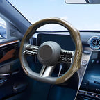 Car Steering Wheel Cover with Comfort Grip, 14.5-15" Carbon Fiber Laser Non-Slip Steering Wheel Protector, Cool Stylish Auto Interior Decor Accessories, Universal for Van SUV Sedan (Gold)