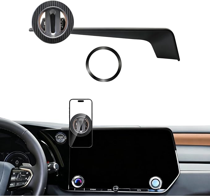 Phone Mount for MagSafe for Lexus RX RX350 RX350h RX500h Hybrid 2023 2024 2025 2026 Accessories 14-inch Screen Adjustable Magnetic Carbon Fiber Pattern Phone Holder for iPhone Samsung