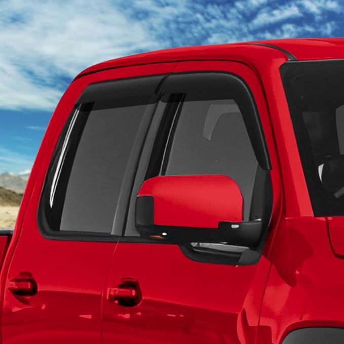 Voron Glass Tape-on Extra Durable Rain Guards for Nissan Frontier 2022-2026 Crew Cab, Window Deflectors, Vent Window Visors, 4 Pieces - 100912