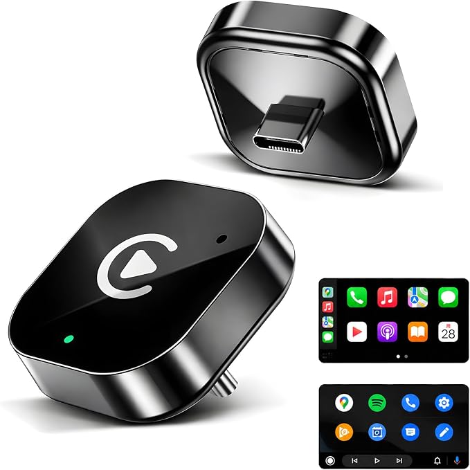 USB C Wireless CarPlay & Android Auto Adapter, Wired to Wireless Dongle | Plug & Play Compatible with iPhone & Android Smartphones,WiFi 6.0 Stable Connection & No Latency.