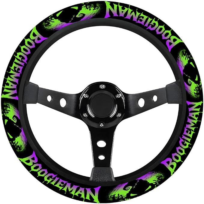 Spooky Sack Steering Wheel Cover, Non Slip Polyester Car Wheel Protector for Car SUV Truck, Universal 15 Inch