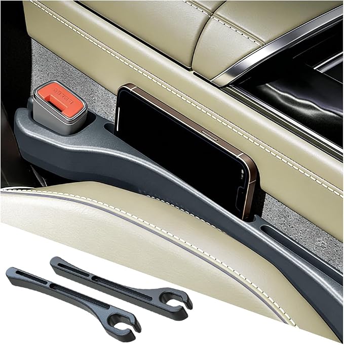 2PCS Car Seat Gap Filler, Seat Side Seam Crevice Blocker Organizer to Prevent Things from Dropping, Drop-Proof Auto Console Gap Guard Stopper Plug, Universal for Vehicles (Black)
