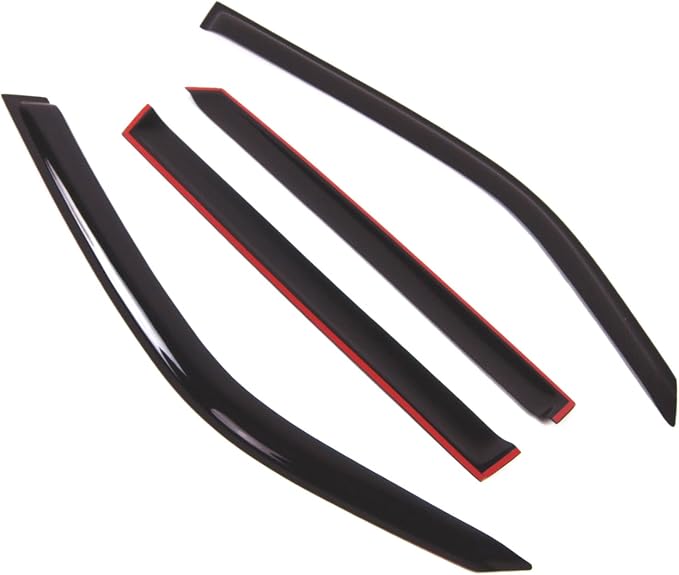 WD2-728 Dark Smoke 4 Pcs Set Window Visor (Outside Mount) Deflector Rain Guard Compatible with 2010-2016 Mercedes-Benz GLK300 GLK350