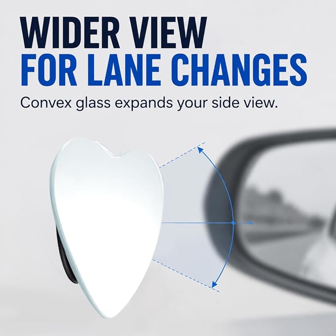 Blind Spot Mirrors - 2 Pack Heart HD Glass Frameless Convex Rear View Mirror with Wide Angle Adjustable Stick for Cars, Trucks, And Motorcycles Stuff Rearview Mirror Accessories Decor