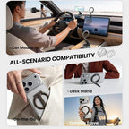 Magnetic Car Phone Mount, 2-in-1 Detachable Ring Stand for Desk & Dashboard, 360° Triple Axis Windshield Holder, N52 Strong Magnet, Universal Fit, Includes 2 Metal Plates,（Grey）