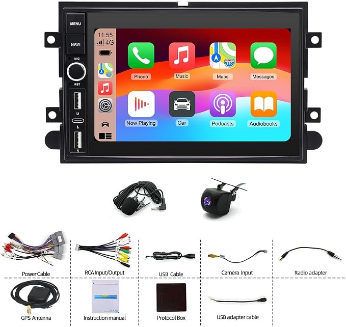 Car Stereo for Lincoln MKX 2007-2009, 7 Inch Android 15 GPS Head Unit, 4GB+64GB, Wireless CarPlay & Android Auto, Bluetooth 5.0, WiFi, FM/RDS Radio, SWC, Mirror Link, AHD Backup Camera Support
