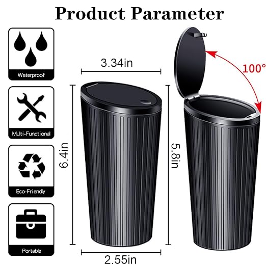 Car Trash Can Bin with Lid - Car Garbage Can Cup Holder-Universal Leakproof Vehicle Garbage Can Bin with 20pcs Trash Bags-Car Organizers and Storage for Front Back Seat Accessories